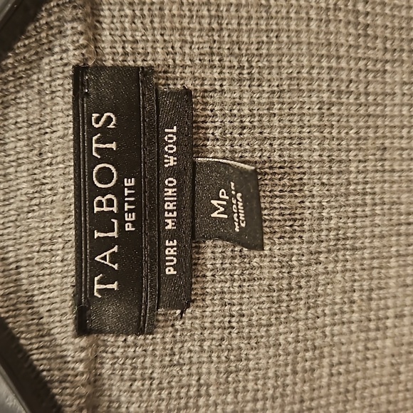 💕TALBOTS PETITE💕 100% Pure Merino Wool Sweater Blazer Gray Medium Petite NWOT - Picture 10 of 11